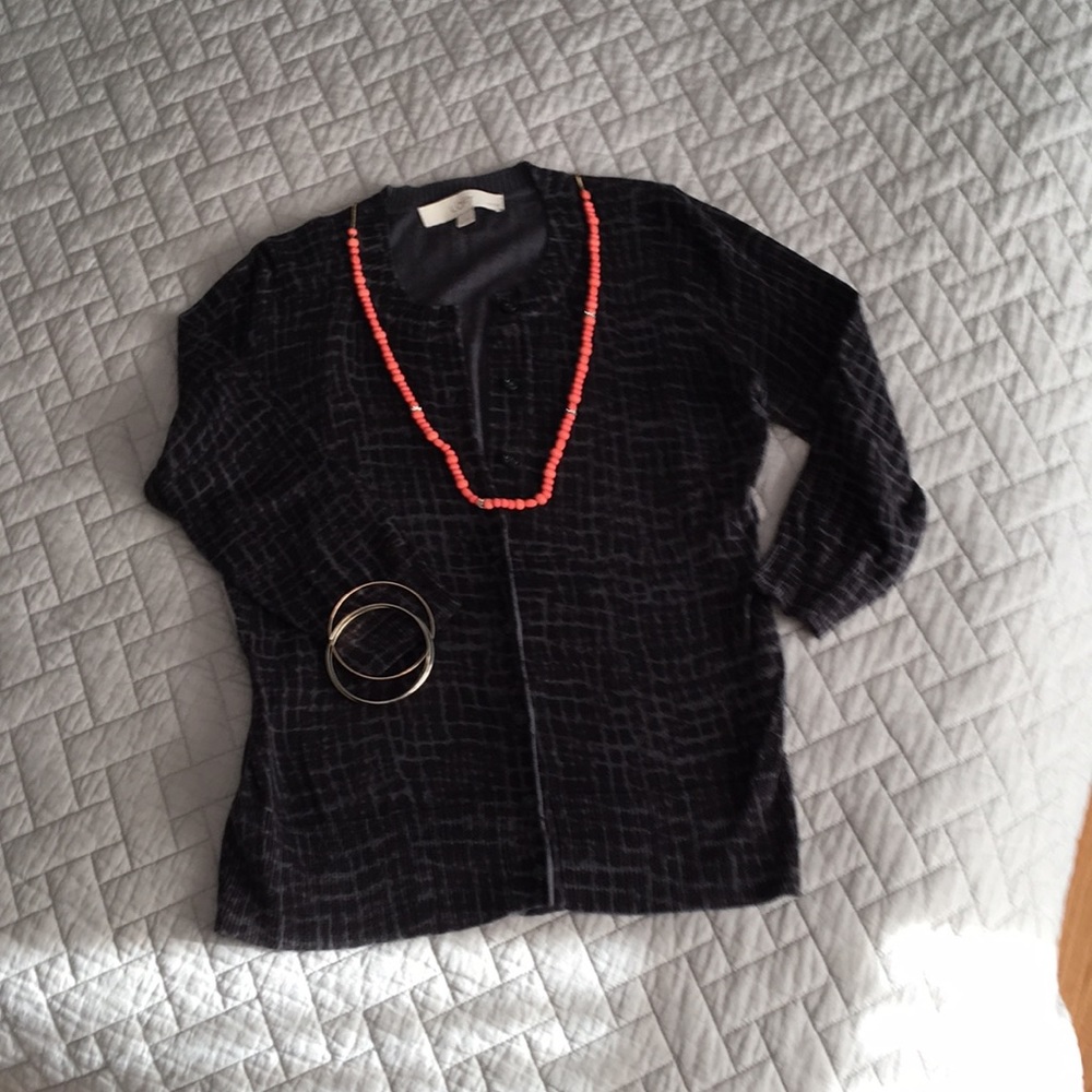 Loft patterned black/gray Pima cotton sweater